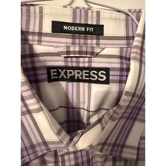 Express modern fit plaid button down shirts men’s lot of 3 medium 15-16.5” - Picture 10 of 15